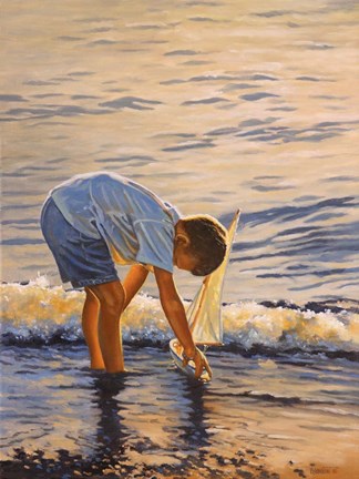 Framed Sailing At Sunset Print