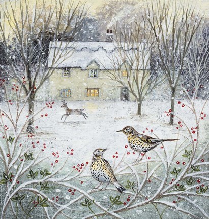 Framed Cosy House in the Snow Print