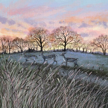 Framed Evening Sky with Deer Print