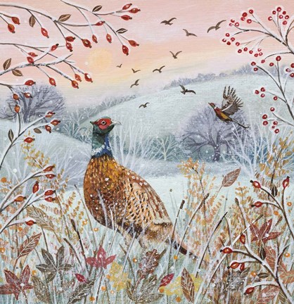 Framed Frost and Pheasants Print