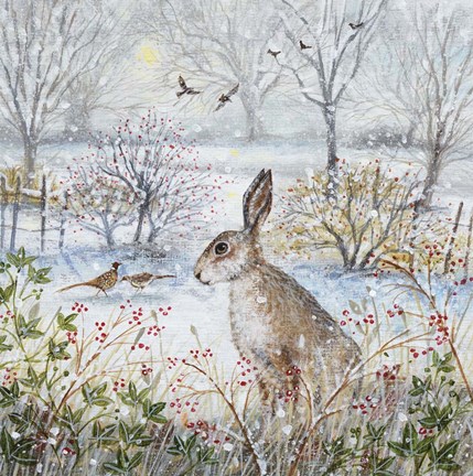 Framed Frosty Morning and Hare Print