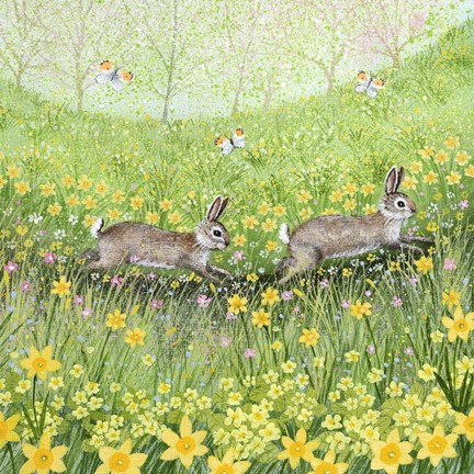 Framed Spring Rabbits Print