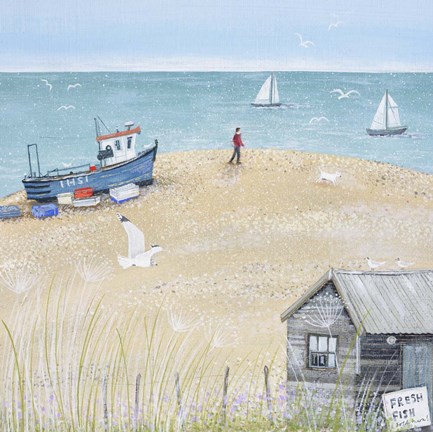 Framed Walking on the Beach Print