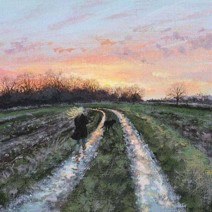 Framed Winter Evening Walk Print