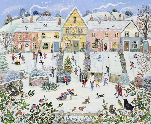 Framed Winter Village Print