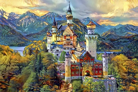 Framed Baviera Fussen Germany Neuschwanstein castle Print