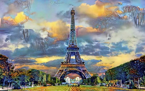 Framed Paris France Eiffel Tower from Champ de Mars Print