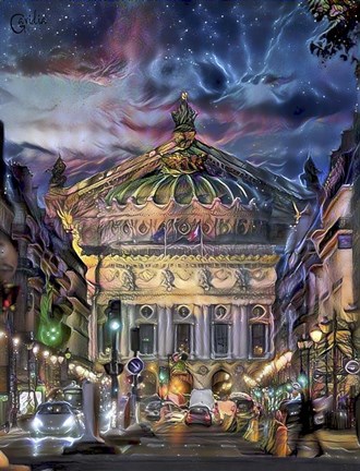 Framed Paris France Opera Garnier at dusk Print
