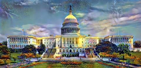 Framed Washington United States Capitol Print