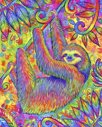 Framed Hanging Around Psychedelic Sloth Print