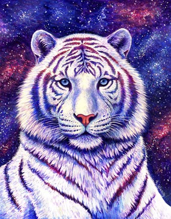 Framed Among the Stars - Cosmic White Tiger Print