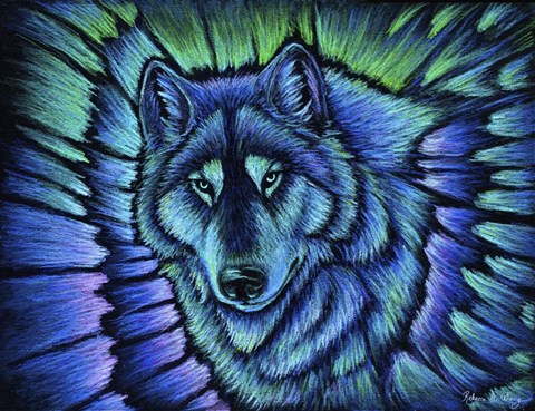 Framed Wolf Aurora Print