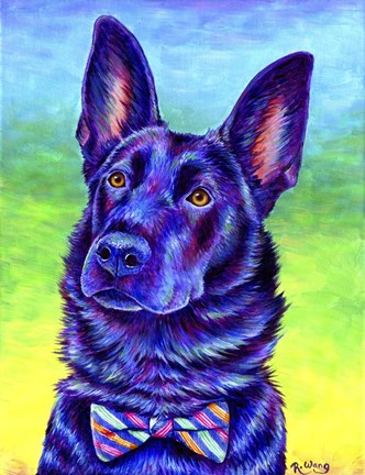 Framed Colorful Black German Shepherd Print