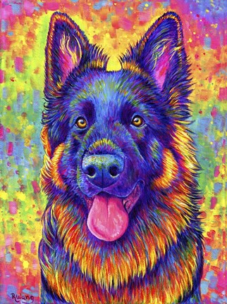 Framed Psychedelic German Shepherd Print