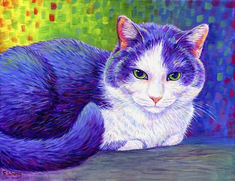 Framed Purple Tuxedo Cat Print