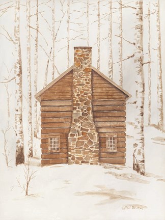 Framed Wintery Cabin Print