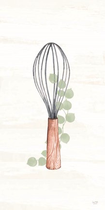 Framed Kitchen Utensils - Wooden Whisk Print
