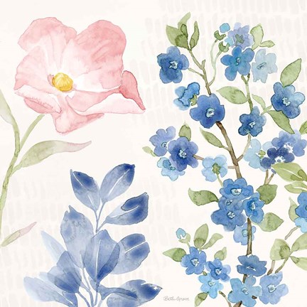 Framed Indigo Petals II Print