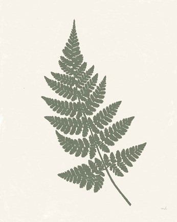 Framed Forest Shadows I Green on Cream Crop Print