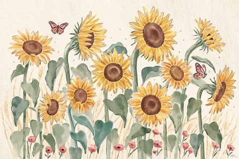 Framed Sunflower Season I Bright Print