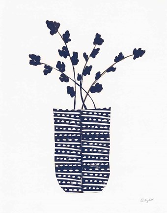 Framed Shadow Vessel I Navy Print