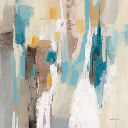 Framed Steps on Sand II Navy Sq Print