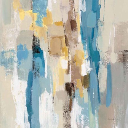 Framed Steps on Sand I Navy Sq Print