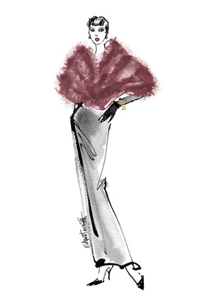 Framed Fifties Fashion I v2 Plum Print