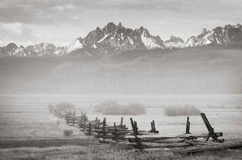 Framed Stanley Basin Fence and Fog Print