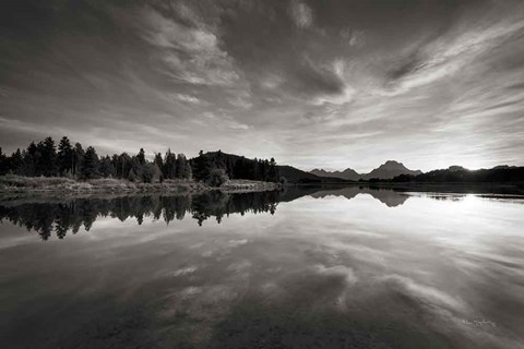 Framed Oxbow Bend sunset Grand Teton National Park Print