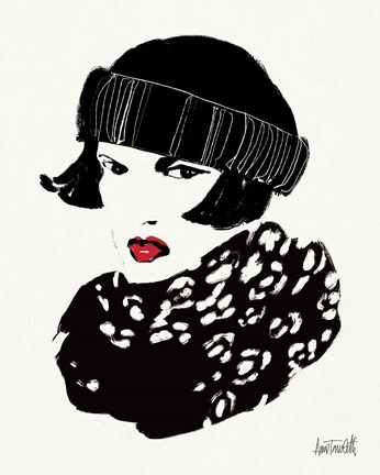 Framed Beret and Scarf II Print