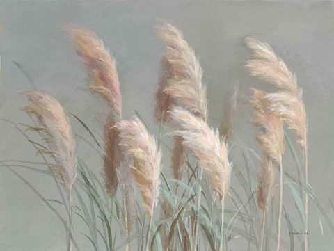 Framed Pampas Grasses on Gray Print