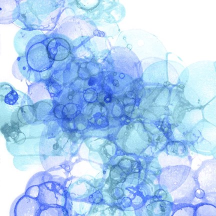 Framed Bubble Square Aqua &amp; Blue III Print