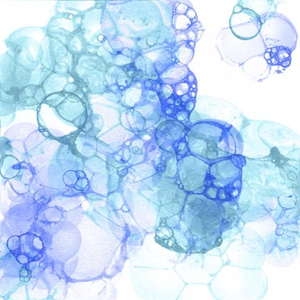 Framed Bubble Square Aqua &amp; Blue IV Print