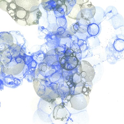 Framed Bubble Square Blue &amp; Grey I Print