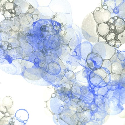 Framed Bubble Square Blue &amp; Grey III Print