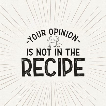 Framed Kitchen Art V-Not in the Recipe Print