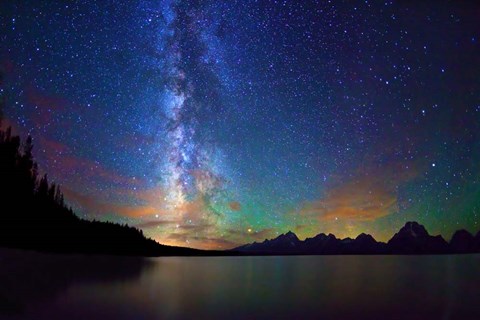 Framed Milky Way Tetons Jackson Lake Print