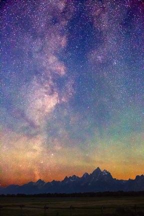 Framed Milky Way dawn over Tetons 1858e Print
