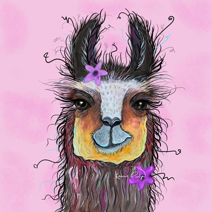 Framed Llama Pink Print