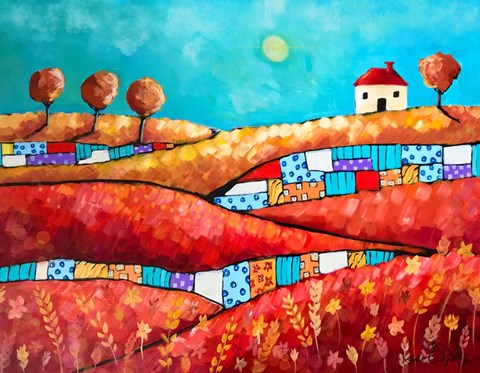 Framed Fields of Golds and Reds Print