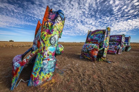 Framed Cadillac Ranch Graffiti Print