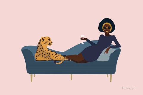 Framed Wild Lounge I Rose Pink Print