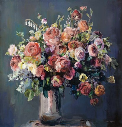 Framed Abundant Bouquet Dark Print