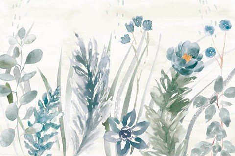 Framed Boho Garden I No Butterflies Blue Print