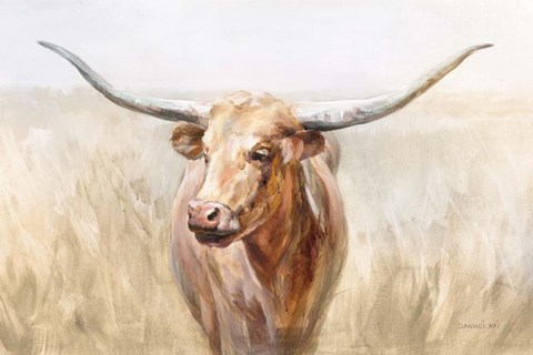 Framed Big Sky Longhorn Neutral Print