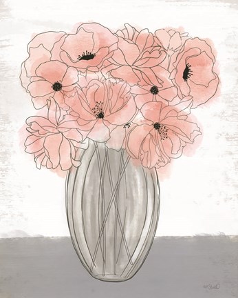Framed Poppies in Vase Print
