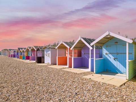 Framed Beach Huts Print