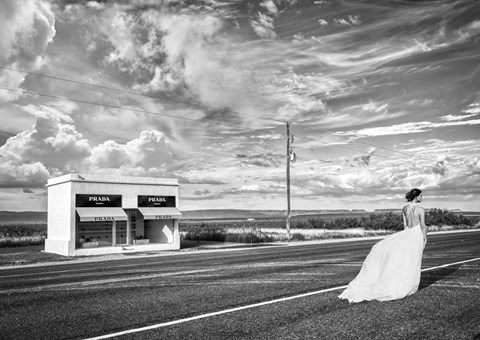 Framed Unconventional Womenscape #1 , Marfa, Texas (BW) Print