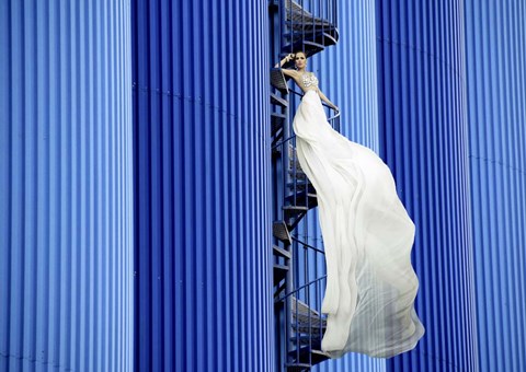 Framed Unconventional Womenscape #5, Indigo Print